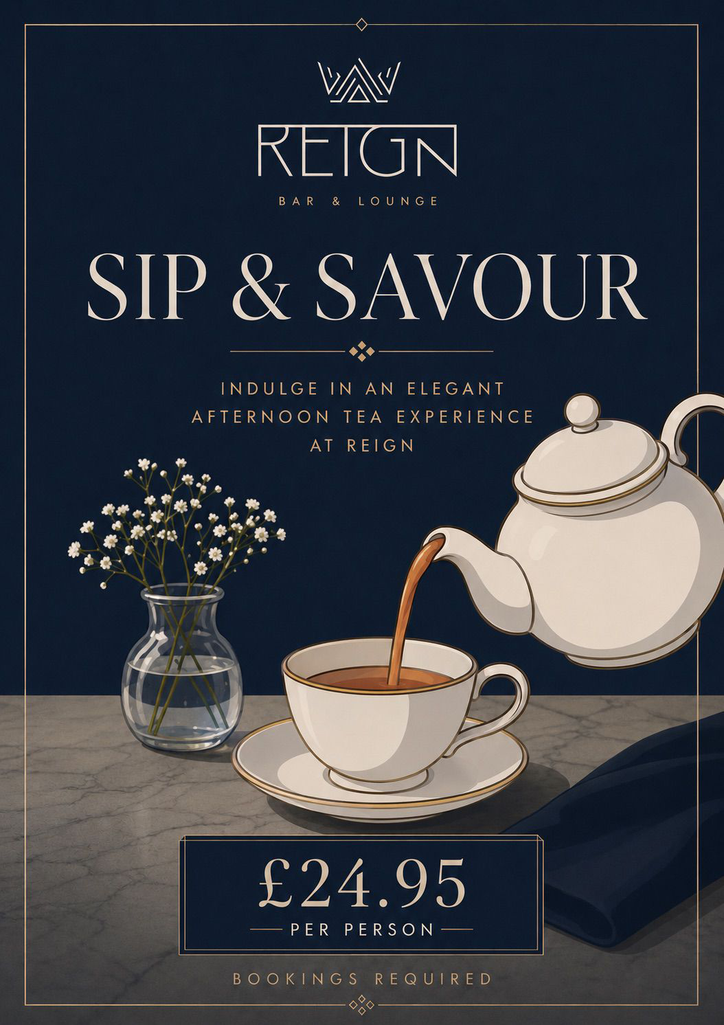 Afternoon tea at Reign Bar and Lounge